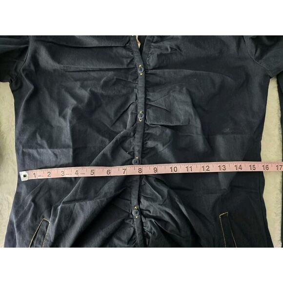 SkunkFunk SKFK Zuria Women's Y2K Blue Star Hooded Blue Ruched Button Up Jacket M - Picture 4 of 11